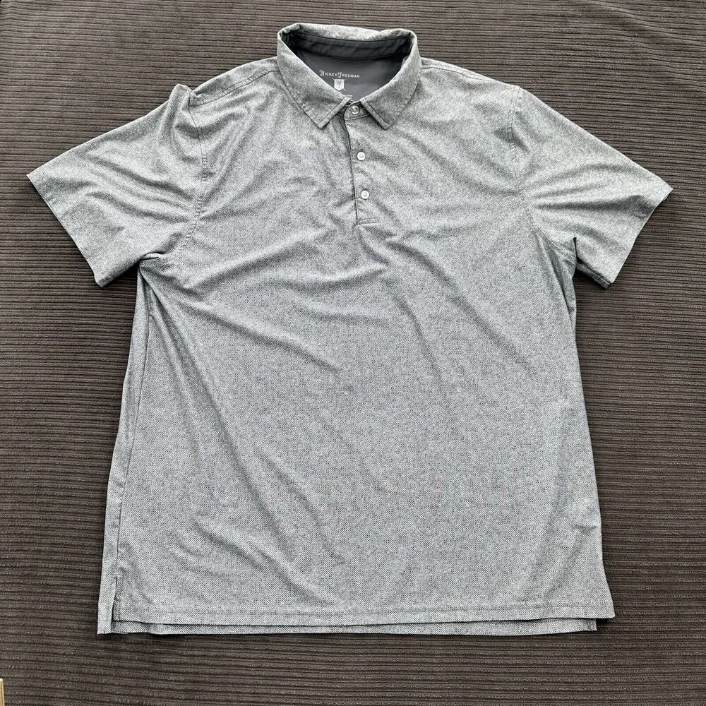 Hickey Freeman Polo Shirt Men XL‎ Gray Polyester Golf Golfing Outdoors Preppy.